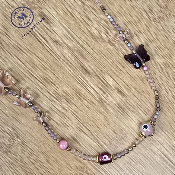 Vintage Pullover Butterfly Bead Necklace - Picture 7 of 12